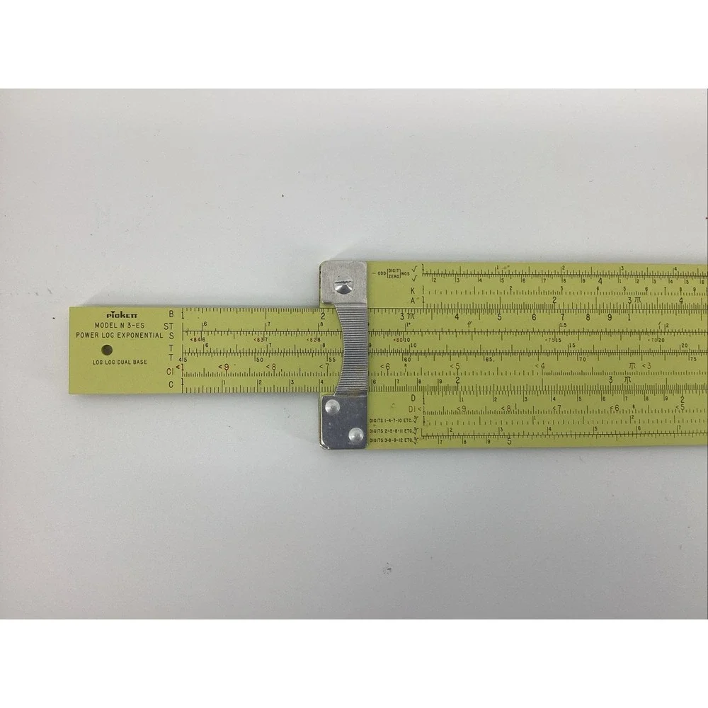 Vintage Pickett Power Log Exponential Slide Rule Metal N 3-ES + Leather Case
